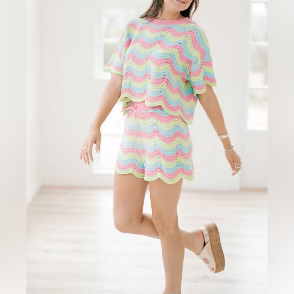 Fantastic Fawn Colorful Crochet Top and Shorts Set